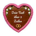 individuelles Lebkuchenherz mit Ringen zur Hochzeit